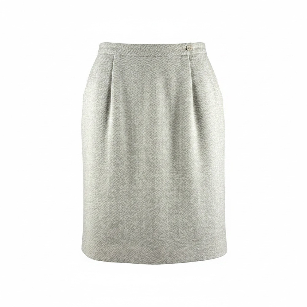 Vintage 90s  Pencil Skirt  8 Green Wool Angora Blend Old Money Librarian Core